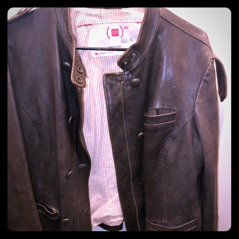 Brown Leather Moto Jacket